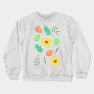 Autumn pattern with leaves and sunflowers Crewneck Sweatshirt